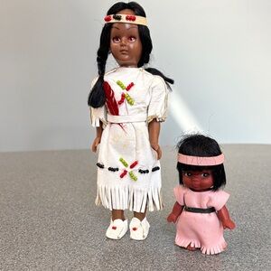Vintage 50s Canadian Souvenir Native American Dolls Set
